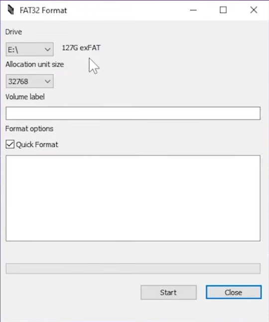 FAT32 GUI Formatter - select drive