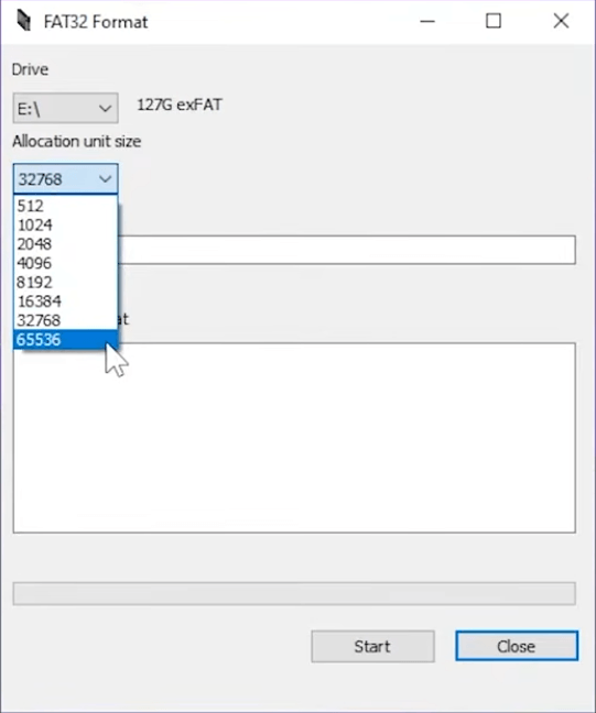 FAT32 GUI Formatter - unit size